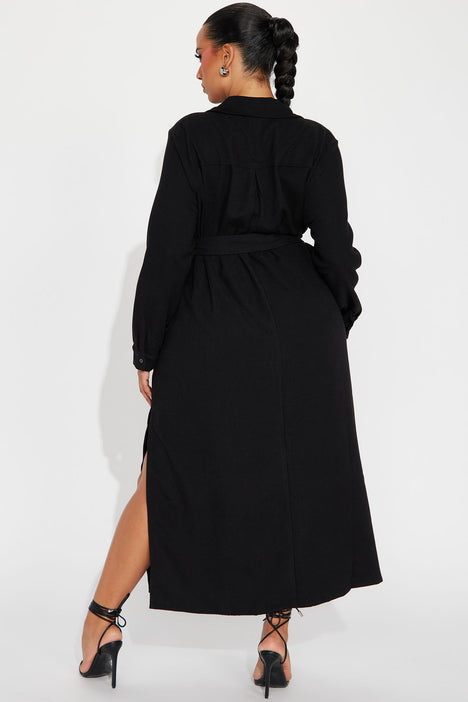 Gracie Button Down Maxi Dress Black