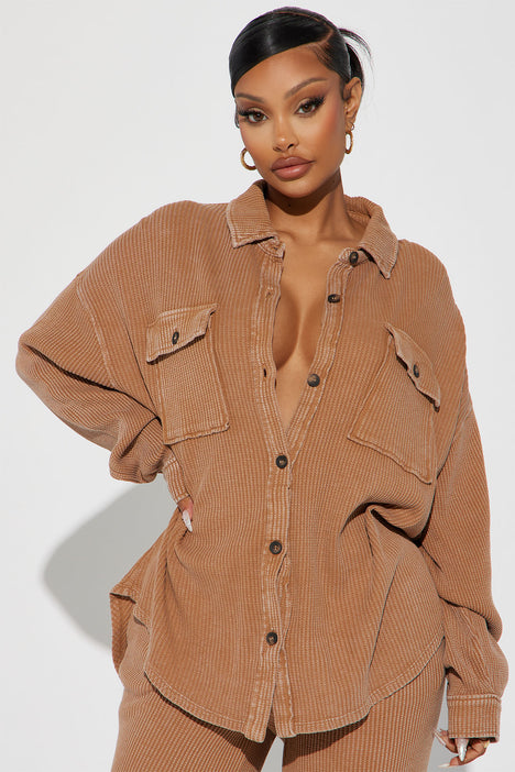 oversized button up thermal