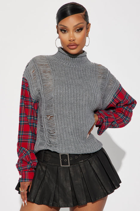 Cool Casual Sweater Grey combo Fashion Nova Sweaters