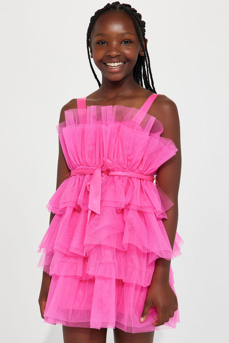 Mini Exclusive Tulle Mini Dress Hot Pink Fashion Nova Kids