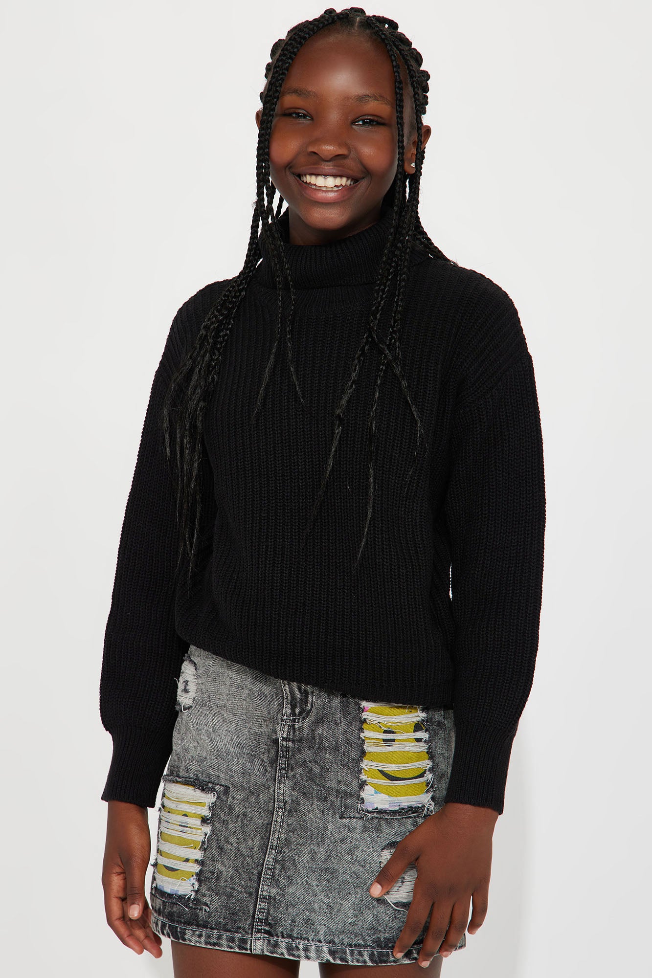 Black flowy clearance turtleneck