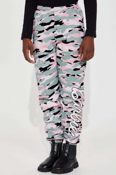 Mini Barbie Fleece Camo Joggers Pink Fashion Nova Kids Pants