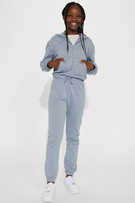 Mini Baby Girl Fleece Jogger Set Heather Grey