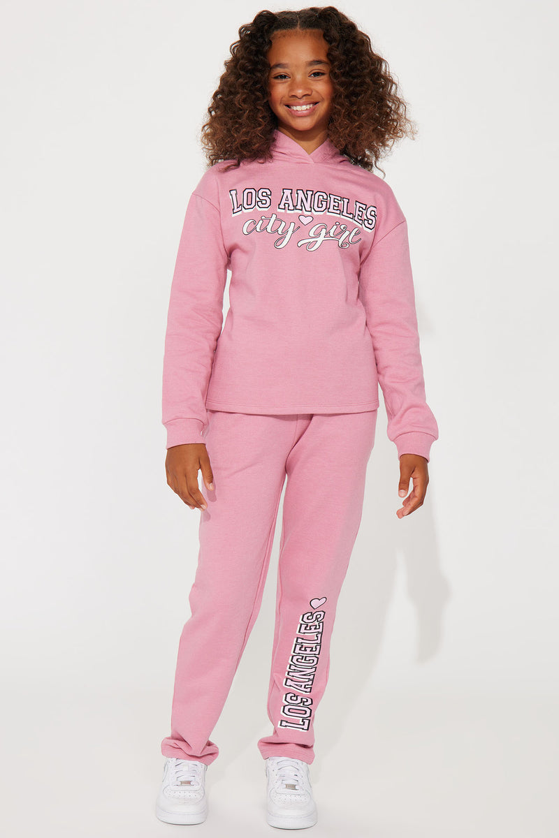 Mini LA City Girl Fleece Jogger Set - Mauve | Fashion Nova, Kids Sets ...