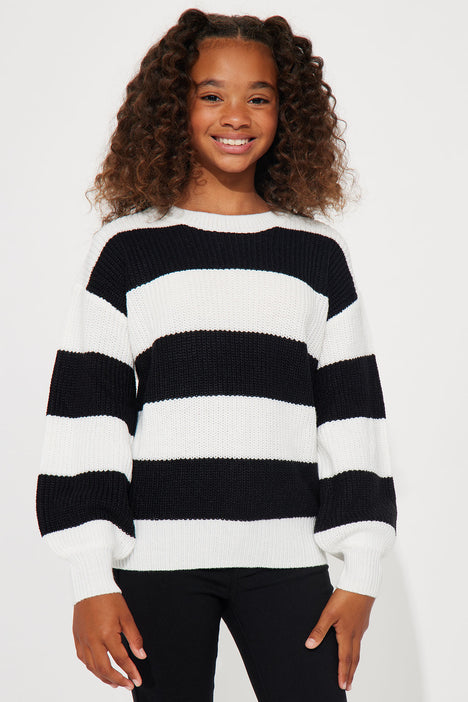 Black and white striped sweater womens top