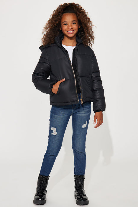 Black mini puffer hot sale jacket