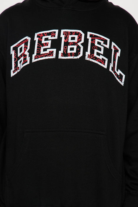 Rebel Paisley Hoodie Black