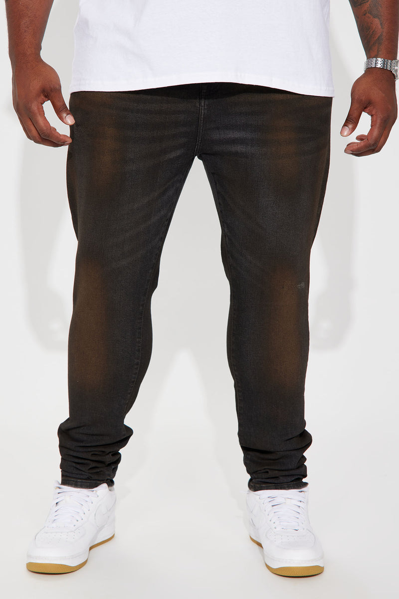 Too Passionate Tinted Stacked Skinny Jeans - Brown | Fashion Nova, Mens ...