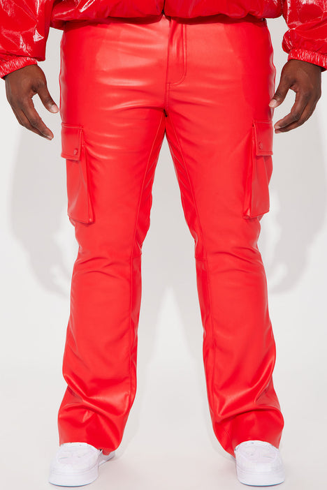 Red leather pants fashion sale nova