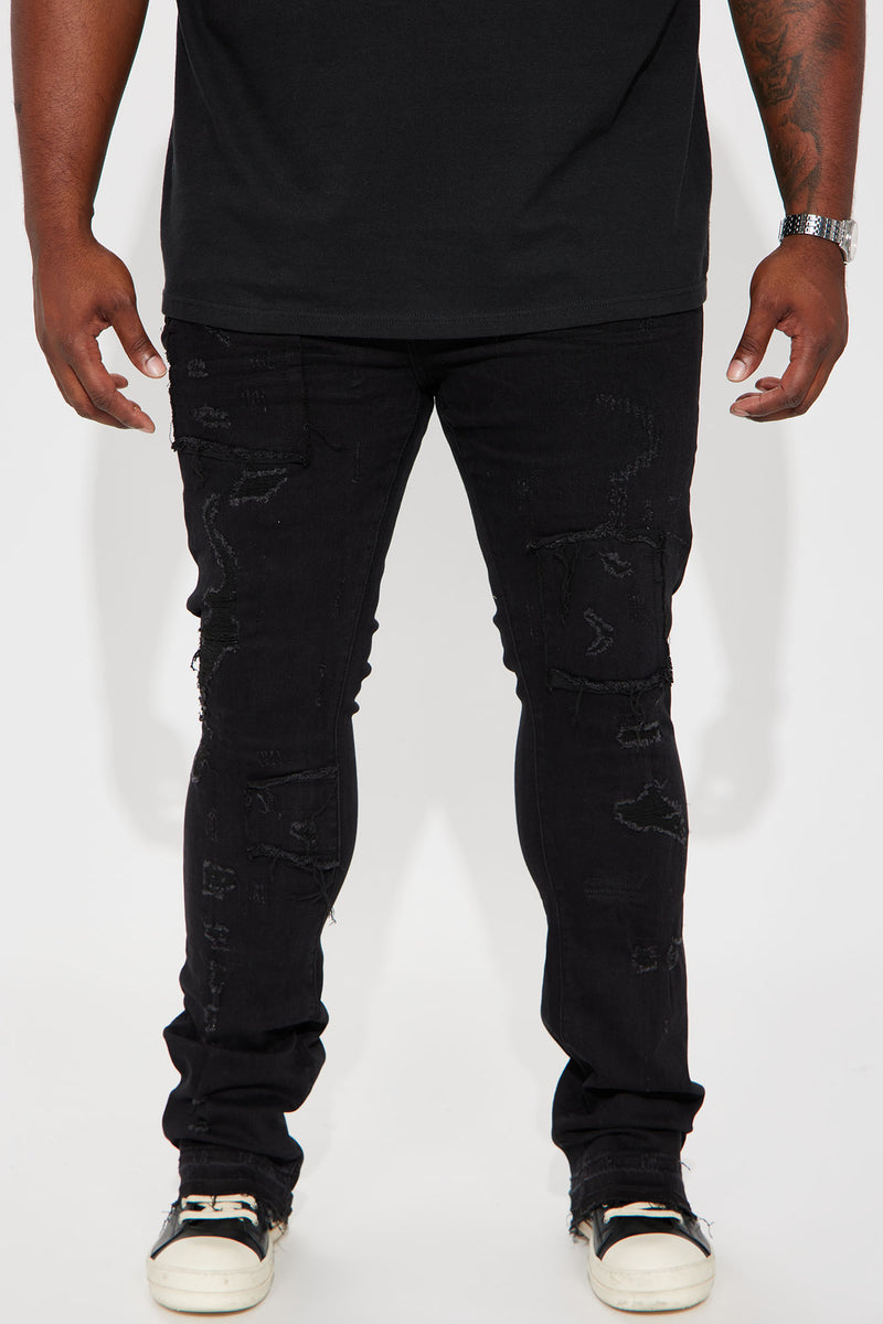 Square It Out Stacked Skinny Flare Jeans - Black | Fashion Nova, Mens ...
