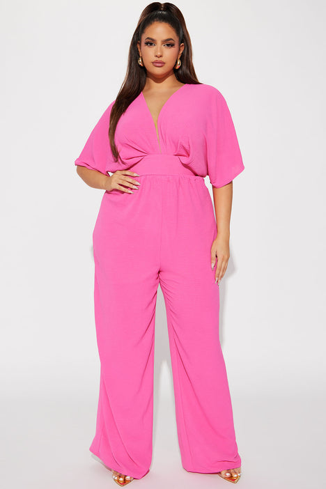 Plus size shop fuchsia jumpsuit