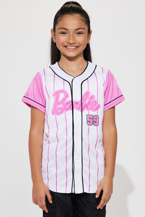 Mini Barbie Striped Jersey Tee - White/Pink, Fashion Nova, Kids Tops & T- Shirts