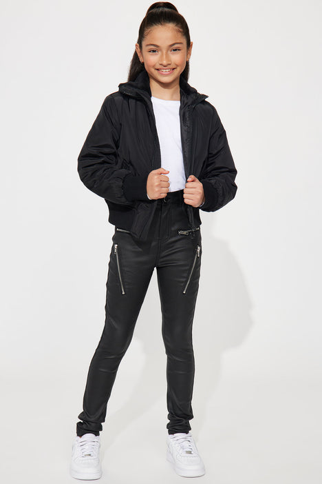 Girls black bomber jacket discount