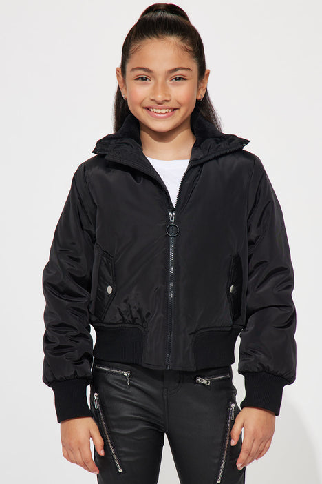 Girls black bomber sales jacket