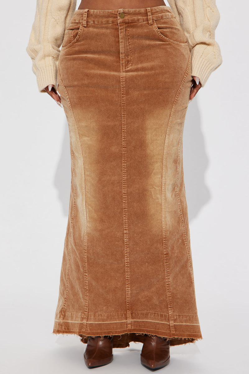 Unique Love Corduroy Maxi Skirt Khaki Fashion Nova, Skirts