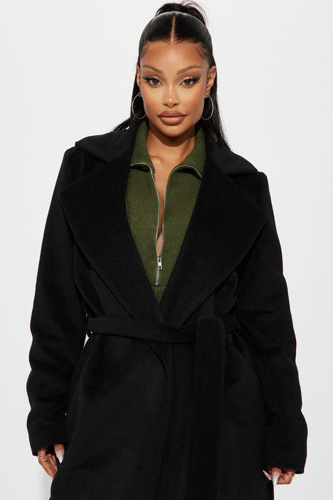 Belted hotsell coat black