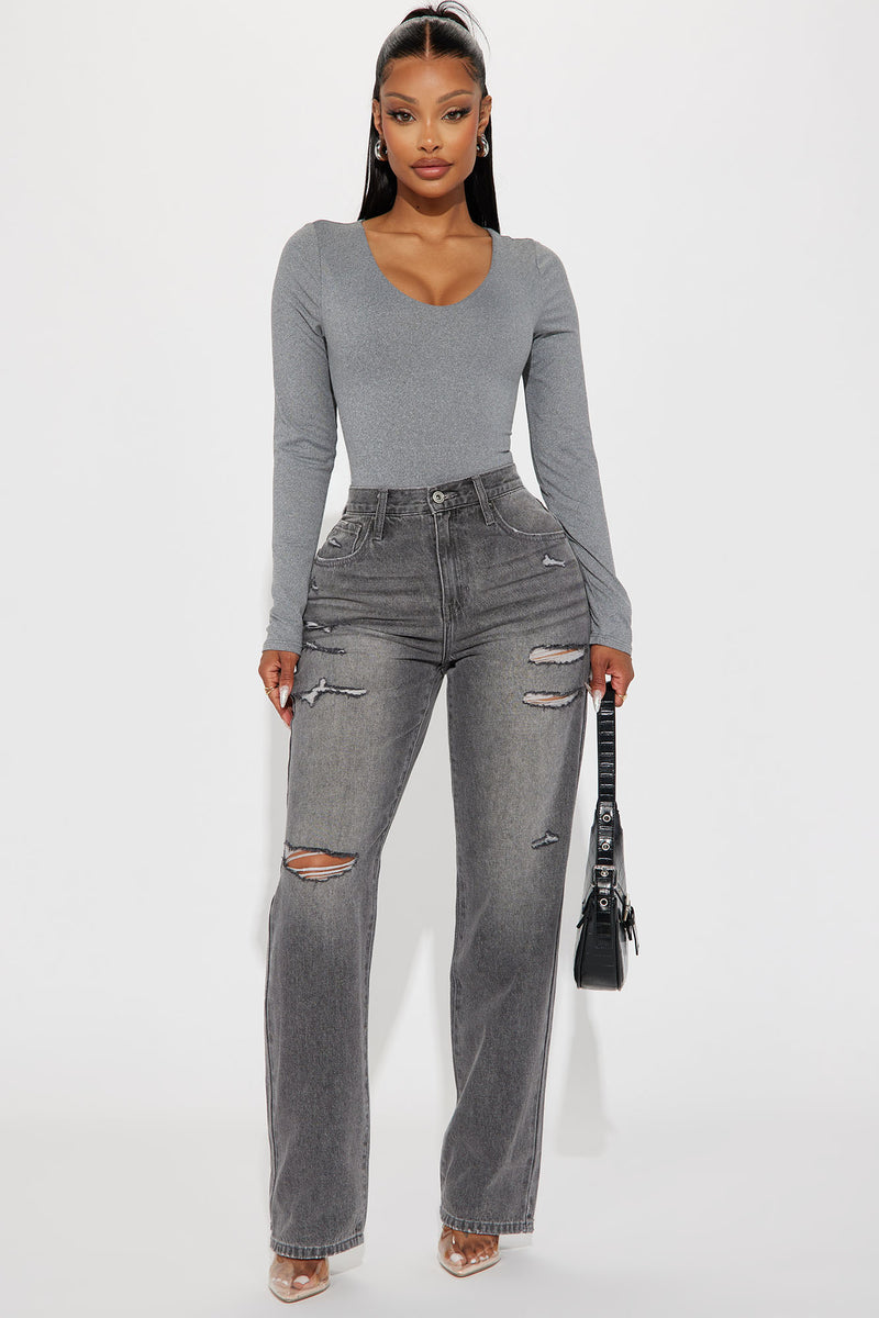 Myra Double Lined Bodysuit - Charcoal | Fashion Nova, Basic Tops ...
