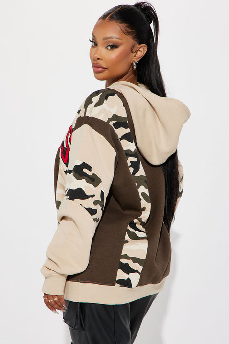 Bulls Camo Hoodie Brown combo Fashion Nova Screens Tops and
