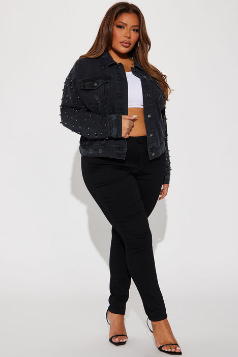 Black denim jacket outlet size 16