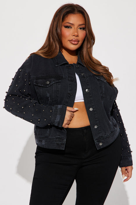 Plus size embellished hotsell denim jacket