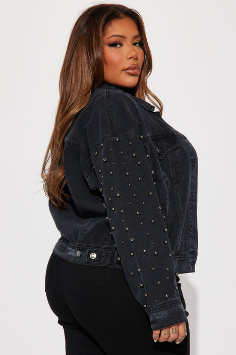 Plus size new arrivals embellished denim jacket