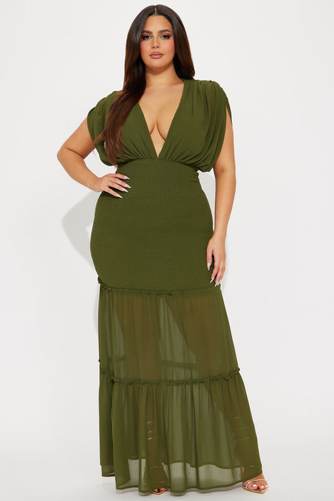 Sienna Chiffon Maxi Dress Olive Fashion Nova Dresses