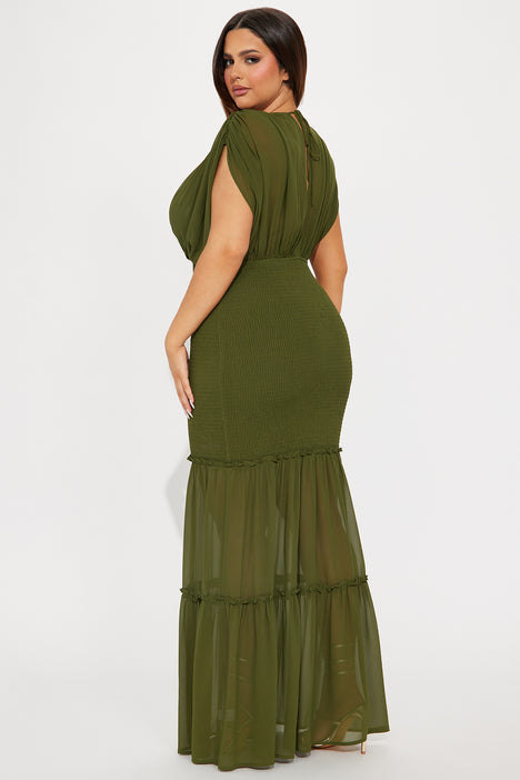 Sienna Chiffon Maxi Dress Olive