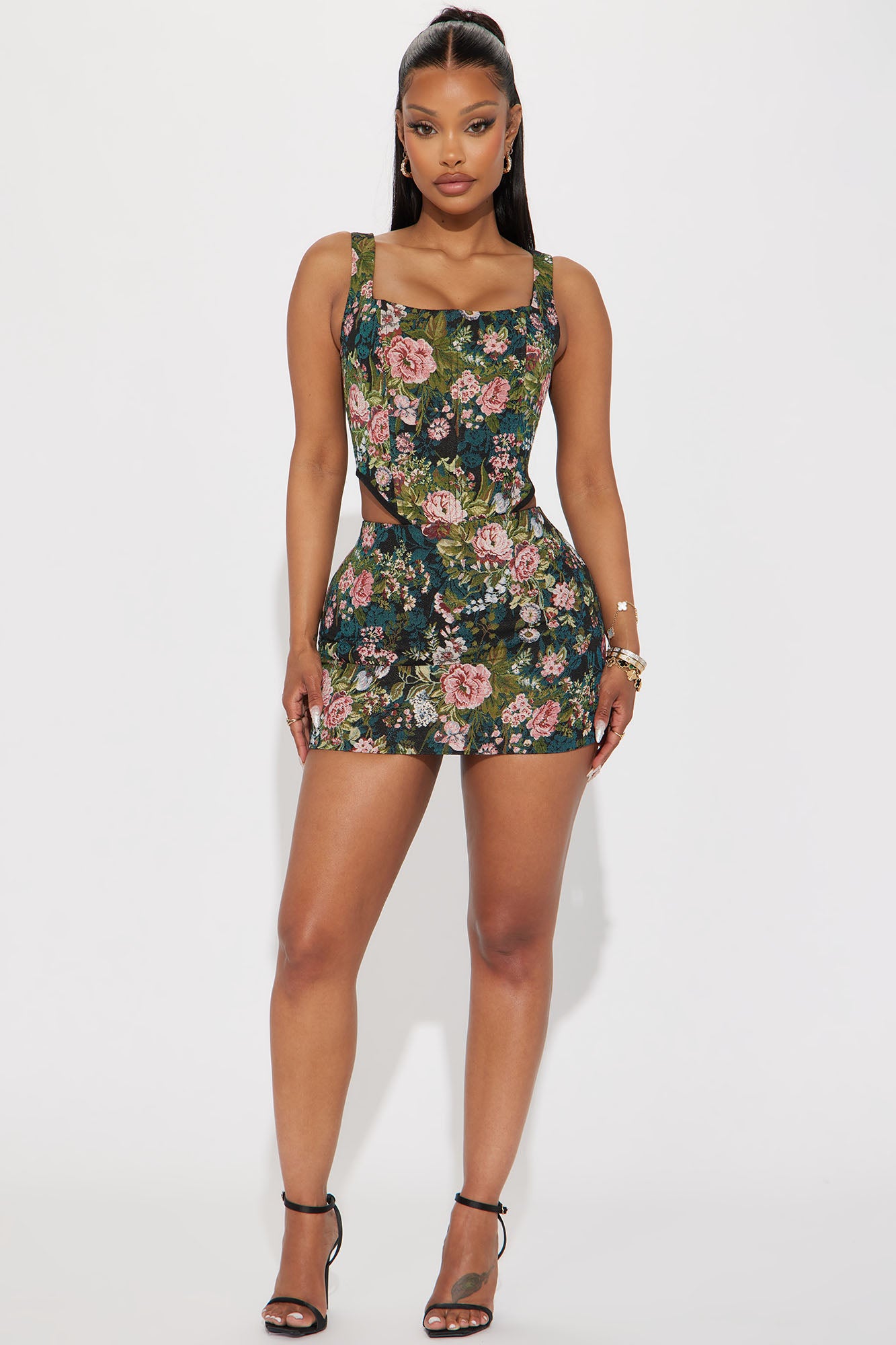 Floral mini skirt short hot sale