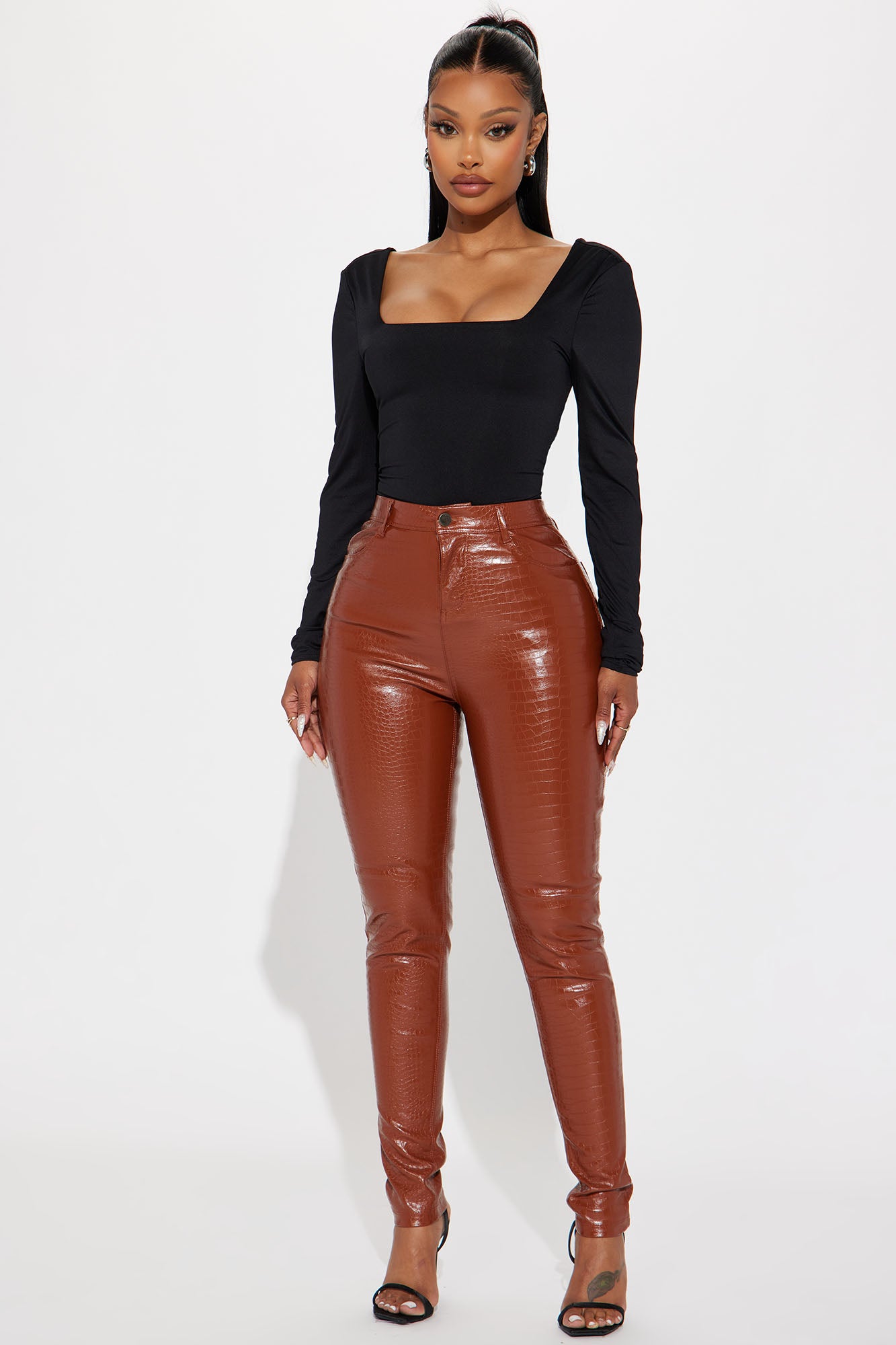 On My Own Faux Leather Skinny Pant - Camel