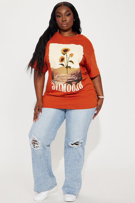 Always Blooming Graphic Tee - Rust, Fashion Nova, Screens Tops and Bottoms