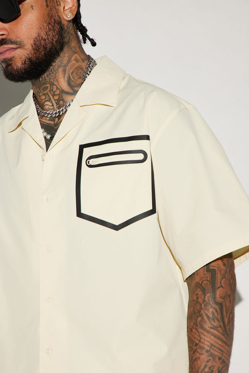 Catch A Body Cropped Button Up Shirt - Cream | Fashion Nova, Mens ...