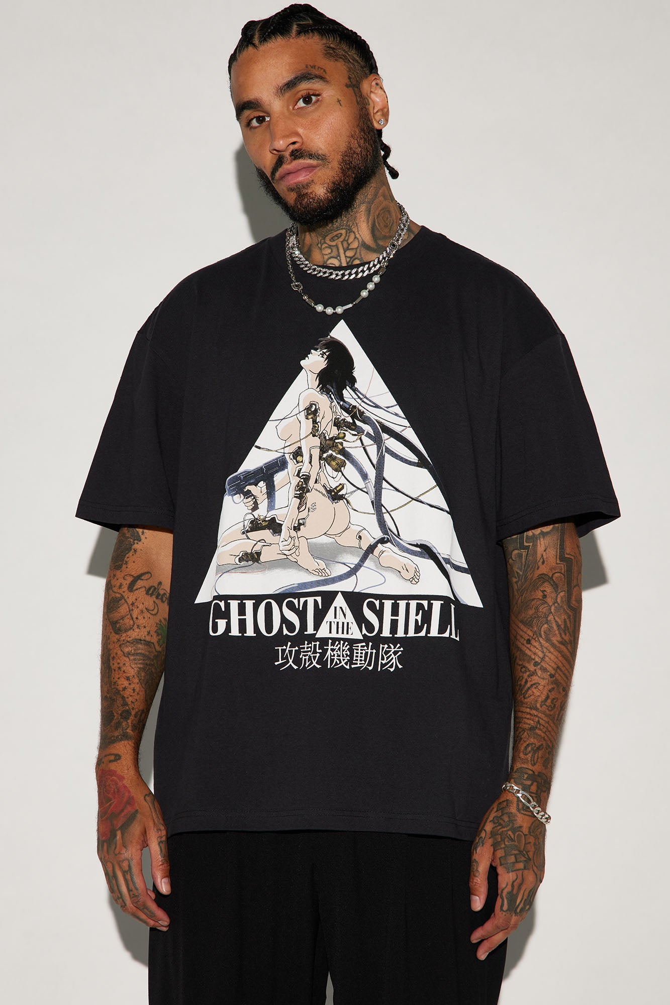 Ghost In The Shell Triangle Oversized Short Sleeve Tee - Black