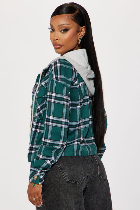 Green checkered shop hoodie