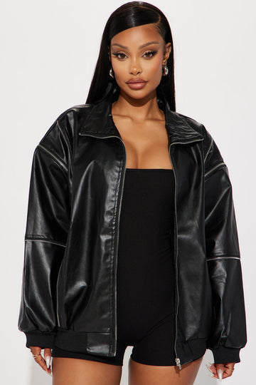 Ladies faux leather jacket size deals 18