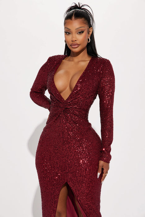Wine sequin dress store