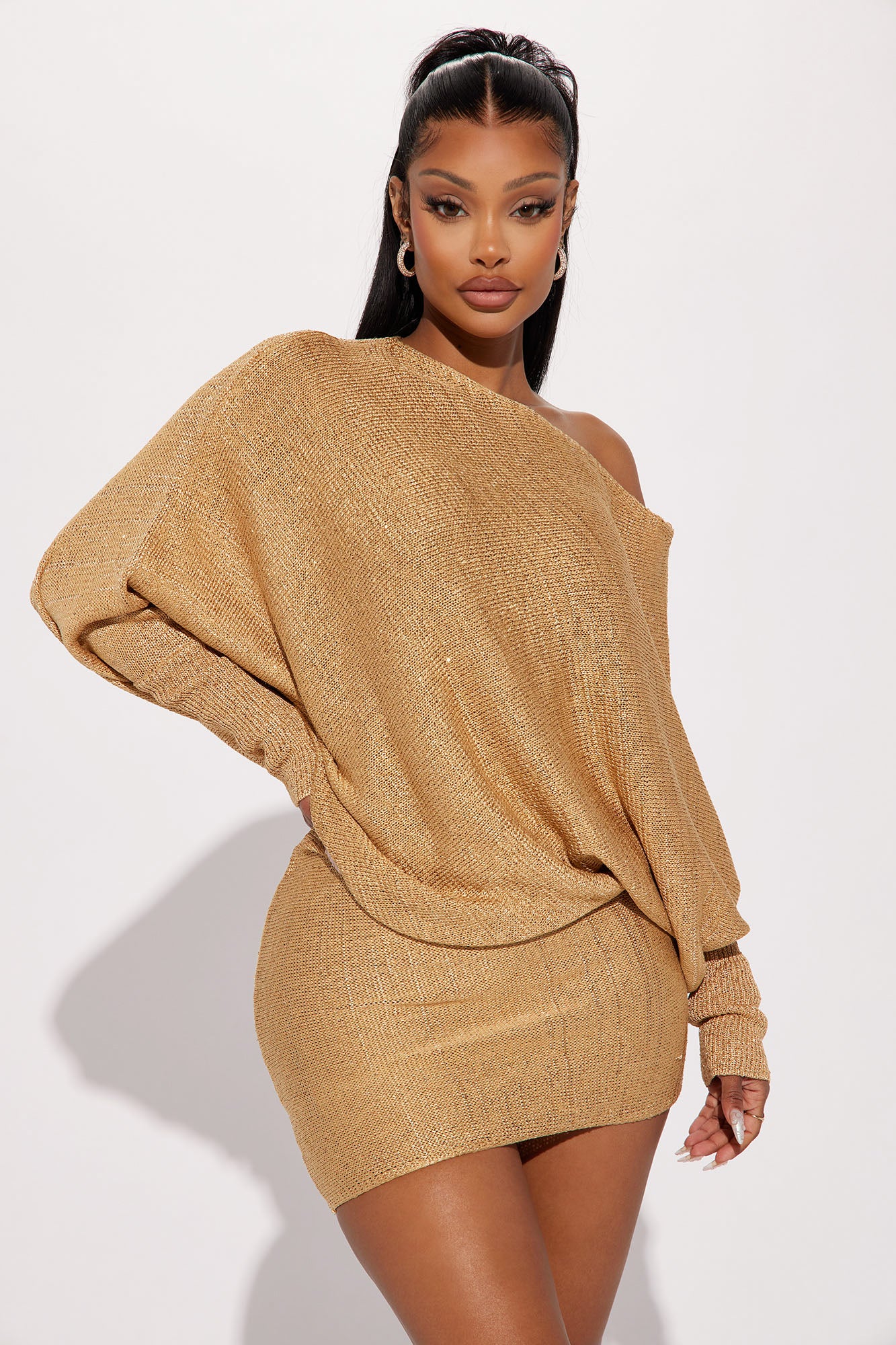 Gold sweater on sale dress