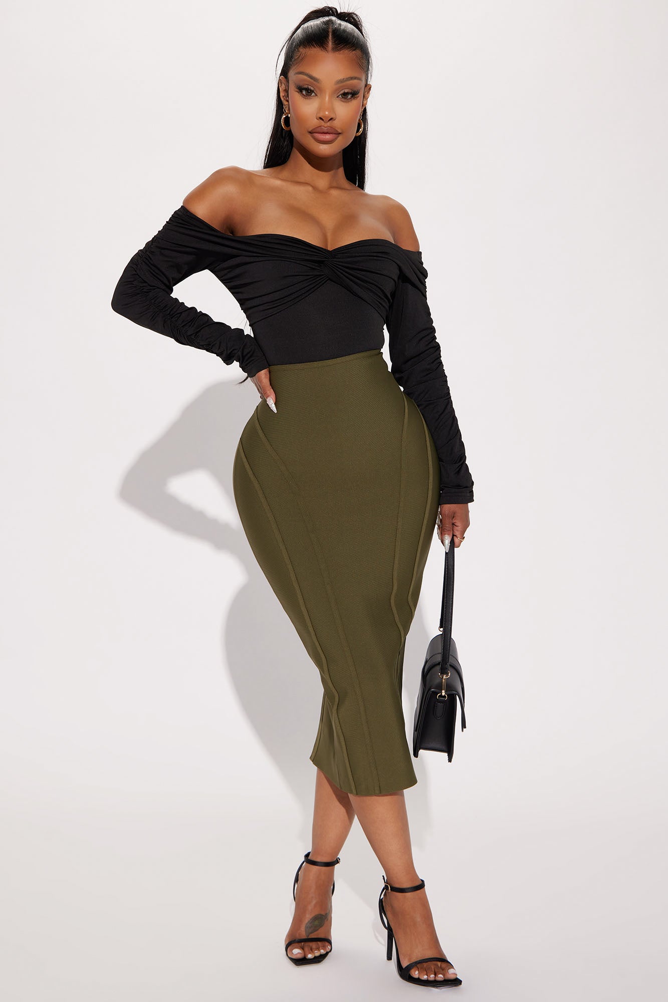 Green bandage shop skirt outfits