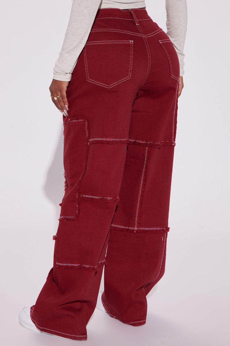 So Sketchy Stretch Cargo Jeans Red Fashion Nova, Jeans Fashion Nova