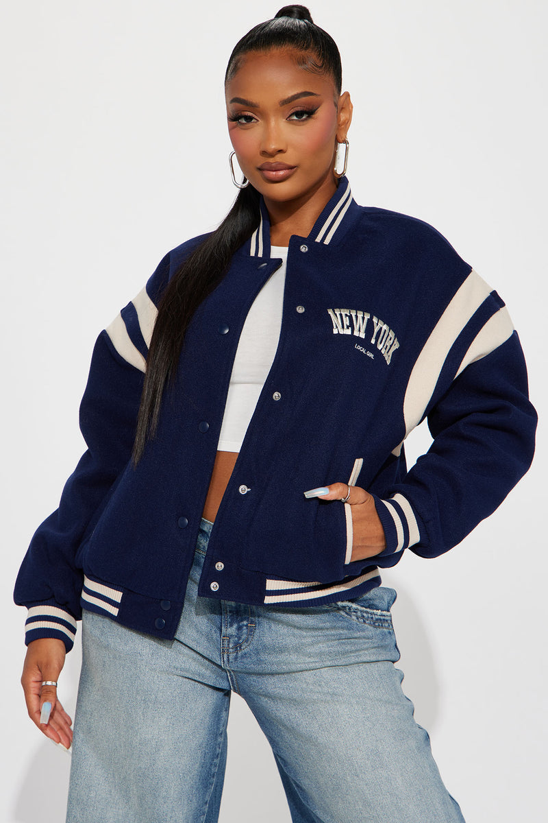 Manhattan Babe Varsity Jacket - Navy | Fashion Nova, Jackets & Coats ...