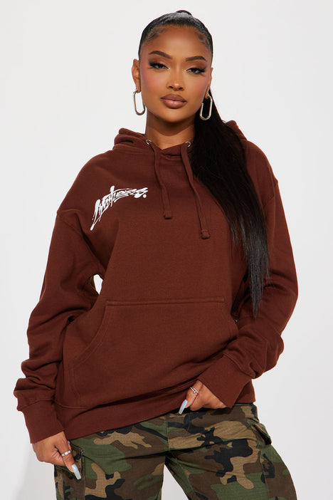 Brown graphic hoodie top