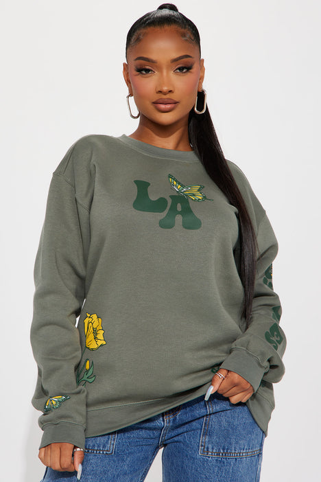 Olive crew neck sweatshirt sales