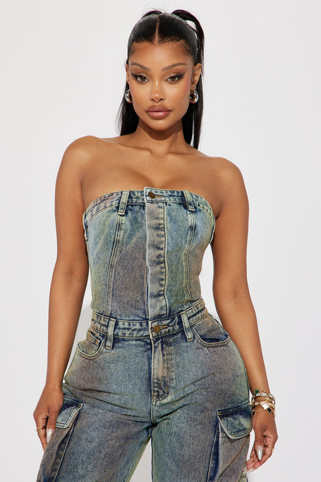 Tube thin 2025 jeans jumpsuit