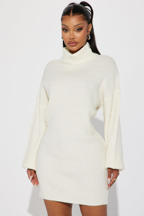 Cream turtleneck dress store
