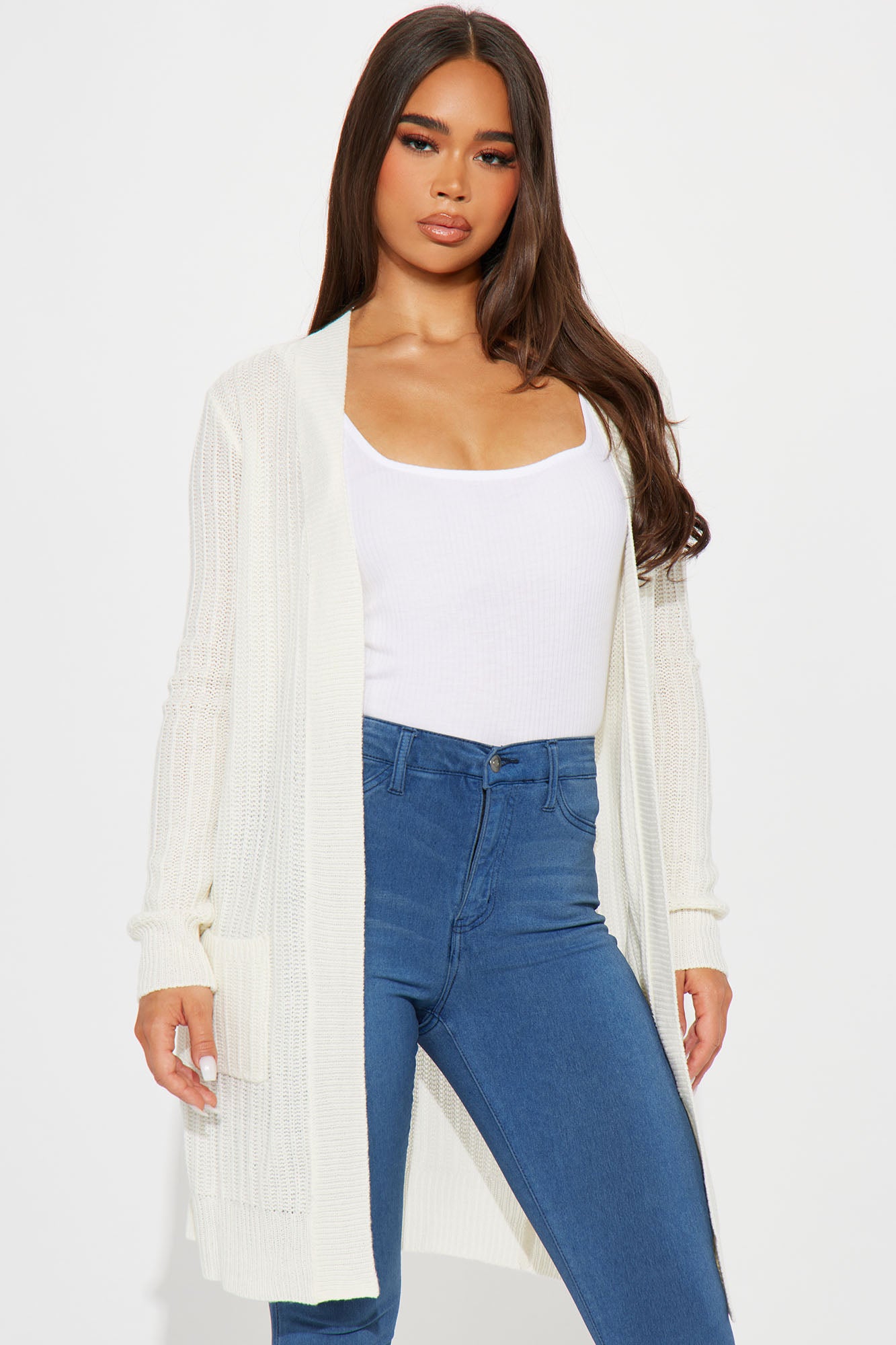 Throw It On Ribbed Cardigan Ivory Fashion Nova Sweaters