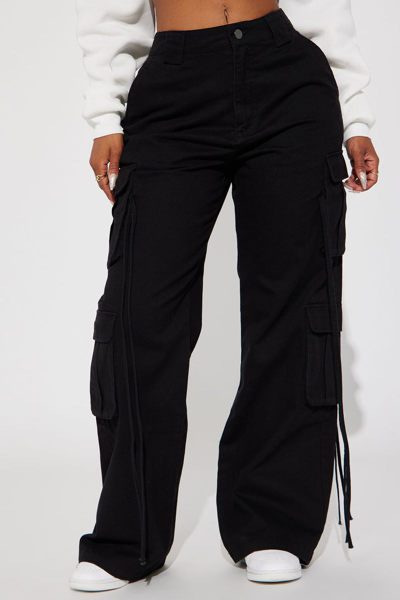 Petite Golden Hour Wide Leg Cargo Pant - Black | Fashion Nova, Pants ...