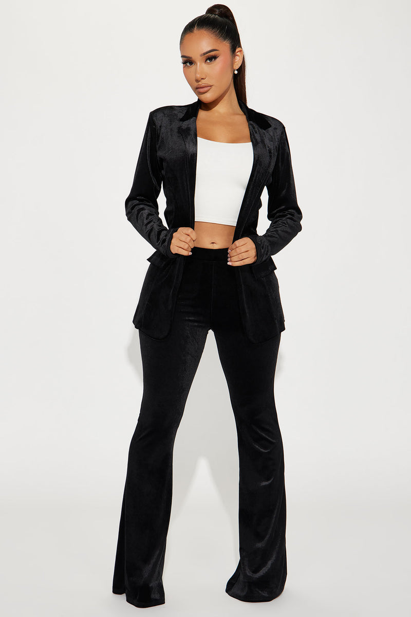 Starla Velvet Blazer Pant Set - Black | Fashion Nova, Matching Sets ...