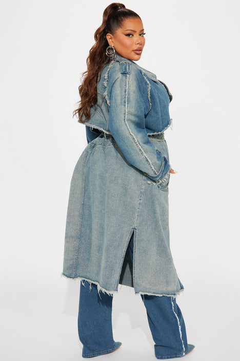 Plus size denim trench coat top