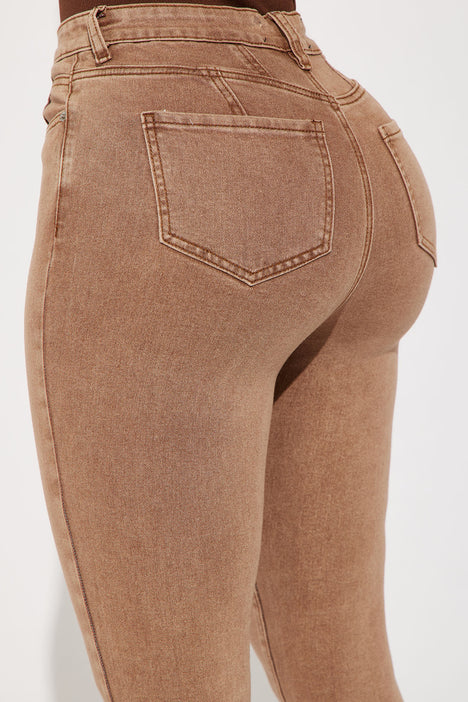 Shape Up Sculpting Stretch Skinny Jeans - Brown