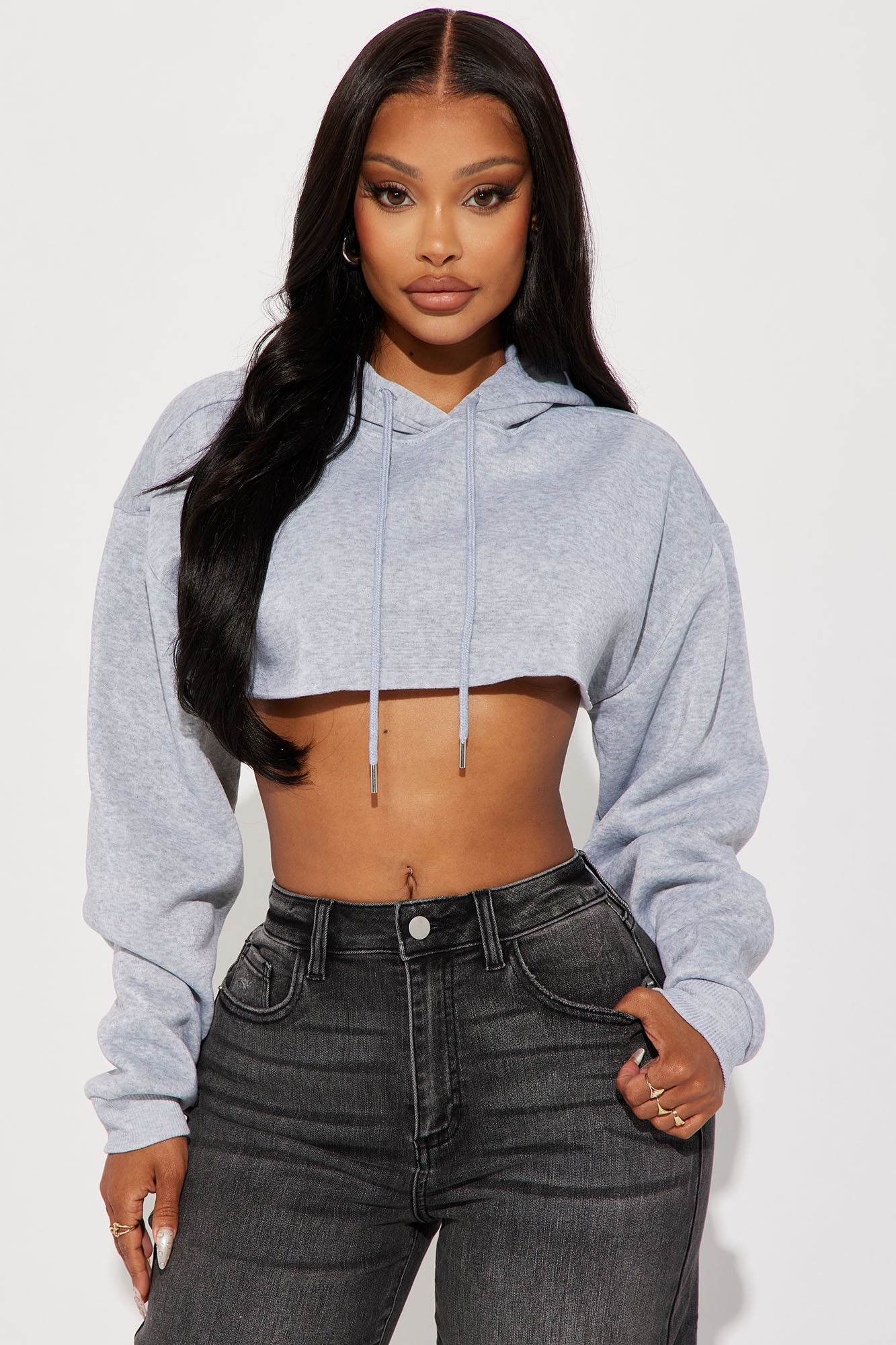 Lilian Cropped Lounge Hoodie - Heather Grey