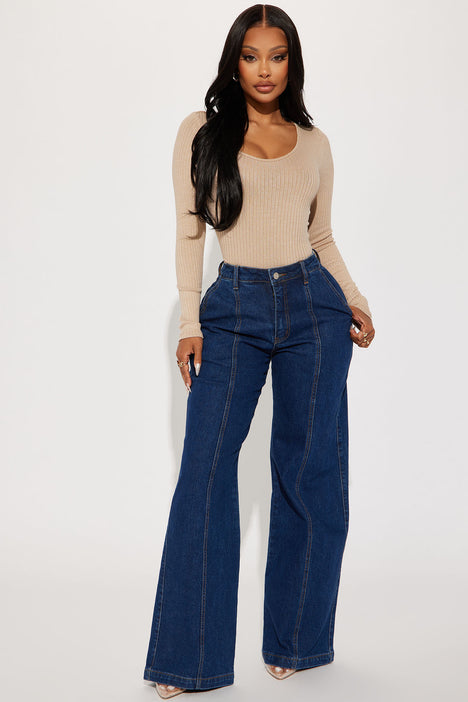 Wide leg top jeans dark blue